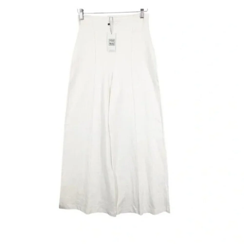 NEW RIPLEY RADER White Ponte Knit Wide Leg Pants Size 4 US Large